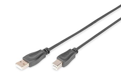 Digitus 0.5m USB 2.0 0.5m USB A USB B Noir câble USB - câbles USB (0,5 m, USB A, USB B, Mâle/Mâle, Noir, Nickel)