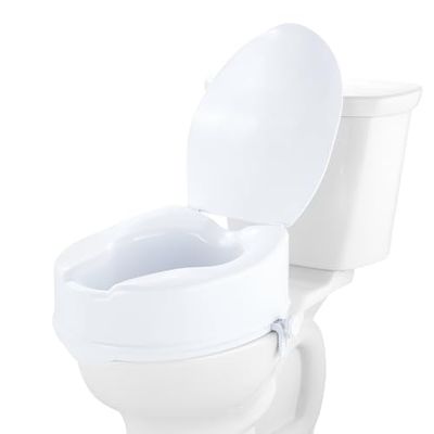 VEVOR Raised Toilet Seat, 6" Height Raised, 300 lbs Weight Capacity, Universal Toilet Seat Riser, Screw Rod Locking, with Toilet Seat, for Elderly, Handicap, Patient, Pregnant, Medical