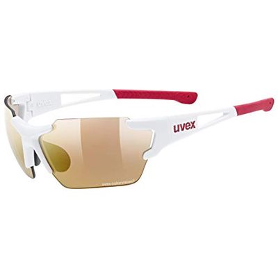 uvex sportstyle 803 race CV V small - sportbril voor dames en heren - contrastverhogend & gespiegeld - meekleurend - white matt red/red - one size