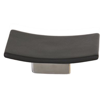 MSV 140749 Ndali Porte Savon Céramique Acier Inoxydable/Grès Noir Mat 13,5 x 9 x 3,5 cm