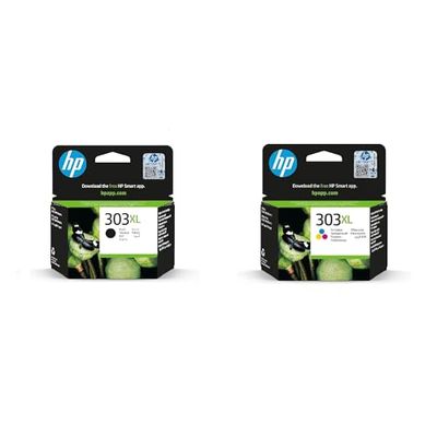 HP 303XL Nero e Tricromia, bundle da 2 cartucce originali HP, ad alta capacità, compatibili con stampanti HP Tango, HP ENVY serie 6200, 7100 e 7800