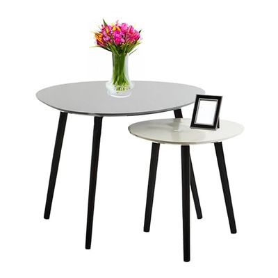 Premier Housewares Set of 2 Nest of Side Tables | Wooden Top Nesting Tables with 3 Wood Legs | Coffee Tables for Living Room | Scandinavian End Tables