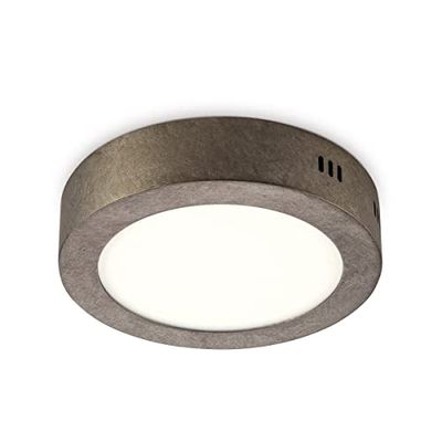 LED-taklampa rund, DEKRA-certifierad, integrerad lampa, ytmontering av rostmetall SKA, 12 W = 85 W ekvivalent, 30 000 brinntimmar 600 lumen, kontorslampa, 17 x 17 x 4 cm