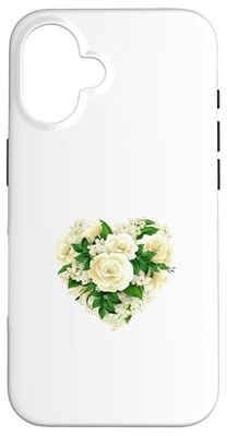 White Roses Heart Case for iPhone 16
