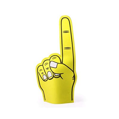 eBuyGB- Puntero de Dedo de Mano de Espuma Grande Palma impresa de animación EVA para festivales de fútbol, conciertos, eventos deportivos, ideal para imprimir, Color amarillo, pack de 10 (13392)