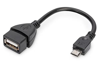 DIGITUS Cable adaptador USB 2.0 - 0,2 m - USB Micro B (m) a USB A (f) - 480 Mbps - Adaptador USB - Negro