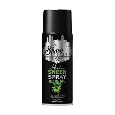 The Shave Factory Sheen Spray Olive Oil 500ML - Nourishes Deep, Strengthens & Gives Shine - With Vitamin E, Aloe Vera & Chamomile - Hydrates & Protects from Root to Tip for Healthy, Radiant Hair