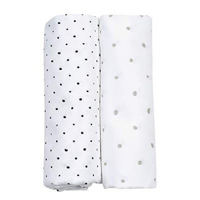 Motherhood Lot de 2 bavoirs certifiés GOTS en 100% coton bio, 85 x 85 cm, gris et noir
