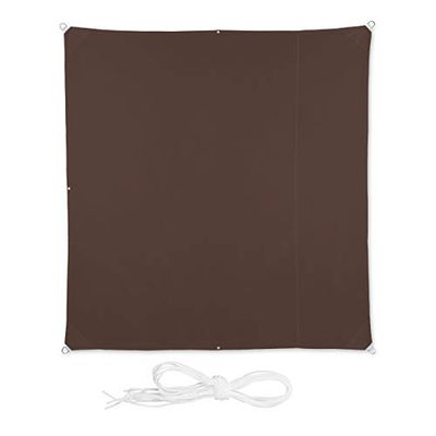 relaxdays Voile d’ombrage carré diffuseur d’Ombre Protection Soleil Balcon Jardin UV lxP 2x2 m Toile imperméable, Brun, Marron, 2 x 2 m
