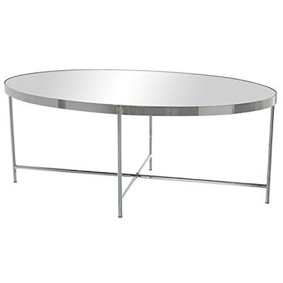 MESA CENTRO OVALADA ACERO CROM ADO C/CRISTAL ESPEJO