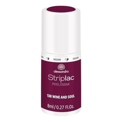 Alessandro Vernis à Ongles UV/LED Striplac Peel/Soak Wine and Soul, Violett, 8 ml