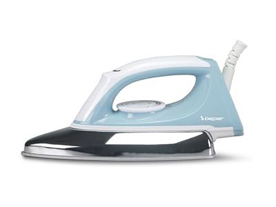BEPER P204FER250,Plancha en seco Ideal para tejidos delicados, Suela antiadherente, Cable giratorio y antiarrugas, 1300W