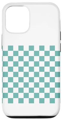 Coque pour iPhone 13 Carreaux vert d'eau et damier blanc