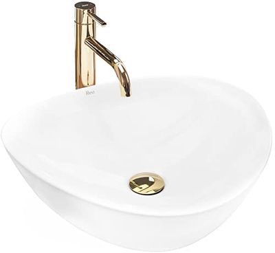 Rea Lavabo da Appoggio ANDREA Lavandino bagno 470 x 430 x 145 mm Ceramica (Bianco)