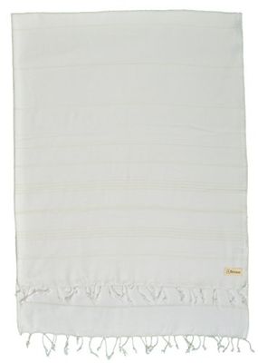 Bersuse 100% Coton - Anatolia XXL Couverture, Jeté de Lit ou de Canapé - Fouta Peshtemal Serviette de Plage - Serviette Turque - Oeko-TEX - 155x210 cm, Blanc