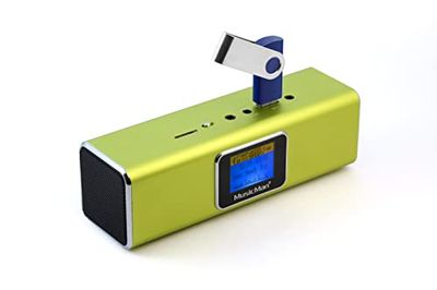 Musicman Altavoz portátil con pantalla MA Sonido estéreo Radio FM incorporada Soporte de tarjetas USB TF y MicroSD Estación de sonido móvil (verde)