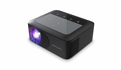 Philips NeoPix 110, Mini Videoproiettore, True HD 720p, Display 65", Duplicazione dello Schermo, Wi-Fi, Dual Band integrato, Connettività HDMI e USB, Nero