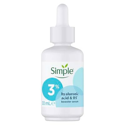 Simple 3% Hyaluronic Acid + B5* Booster Serum- Face Serum that Hydrates Dry, Sensitive Skin - Deep Lasting Hydration for Plump, Dewy & Instantly Softer Skin 30 ml