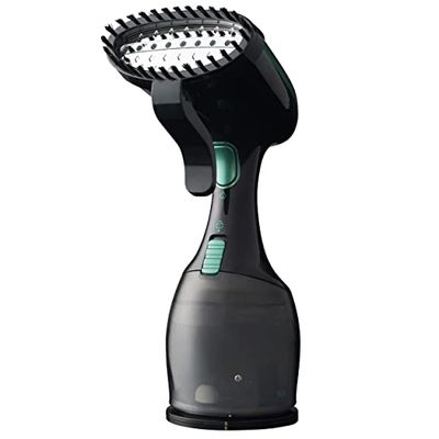 Salter SAL0932 Portable Clothes Steamer, Handheld Garment And Upholstery Crease Remover, Great for Steaming, Refreshing and Sanitising Fabric Types, 1500 W, Black and Green