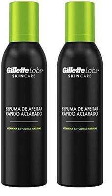 Gillette Labs Espuma de Afeitar Ligera de Rápido Aclarado para Hombre, Protege y Cuida la Piel, 240 ml (Paquete de 2)