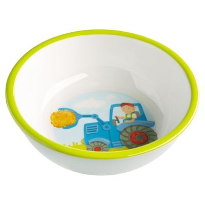 HABA 302819 - kom tractor, antislip kinderkom van melamine met tractormotief, vaatwasmachinebestendig, wit