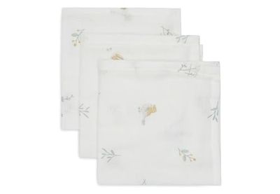 Jollein Lovely Birds chusty do ślinienia niemowląt - 3 sztuki w opakowaniu - 31 x 31 cm - 100% bawełna - ręczniki muślinowe dla niemowląt - certyfikat Öko-Tex