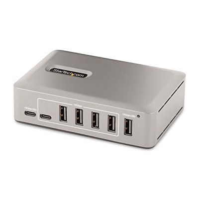 StarTech.com 10-Port USB-C Hub, 8x USB-A + 2x USB-C, Self-Powered met 65W Power Supply, USB 3.1 10Gbps, Desktop/Laptop USB Hub, 0.9m USB-IF Certified Locking Kabel, USB C Hub (10G8A2CS-USB-C-HUB)