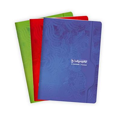 Calligraphe 7123C Notitieboek met piqué (serie 7000 van Clairefontaine), 96 pagina's, 21 x 29,7 cm, 70 g, grote ruiten, omslag offsetkaart, kleur willekeurig