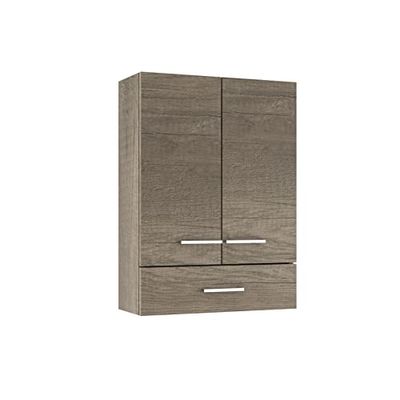 Baikal Armario Auxiliar Multiusos, Ideal para el baño o Espacios pequeños. Mueble de fácil instalación. Melamina 16mm. Mueble MONTADO. 2 Puertas + Cajón Nebraska