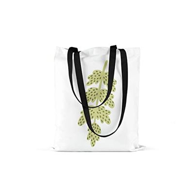 Bonamaison Printed Tote Bag, Reusable Grocery Bag, Shopping Bag, Machine Washable, Foldable, Canvas Cloth Bag with Black Handles, Size: 48x55 Cm