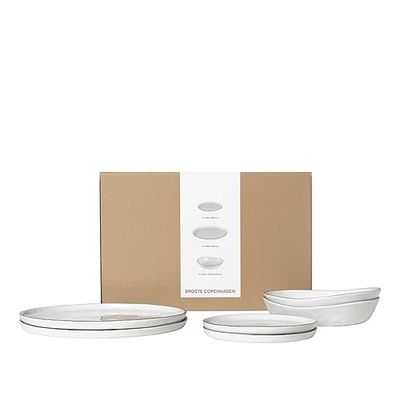Broste Copenhagen Salt 80019828 - Juego de vajilla para dos personas (gres, apto para lavavajillas y microondas), color blanco