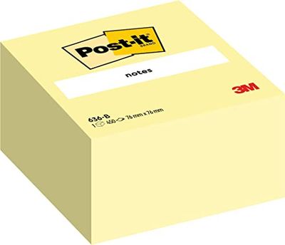 Post-It Canary Yellow, pacote de 1 bloco de notas, 450 folhas, 76 mm x 76 mm, rosa, amarelo, laranja, verde - adesivos para listas de tarefas e lembreteis