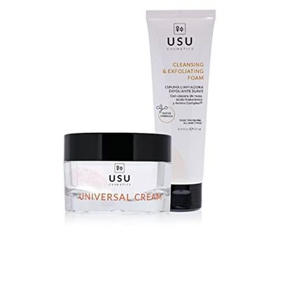 K-Beauty Day Routine Pack - Gentle Exfoliating Foaming Cleanser + Universal Cream - Helps Cleanse and Renew Skin - Deeply Nourishes and Moisturises Skin - USU Cosmetics