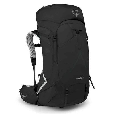 Osprey Atmos AG LT Mochilas para hombres - Suspensión ventilada AntiGravity - Compartimento interno para depósito de hidratación - Cubierta para lluvia incluida, Black, L/XL, 65 L