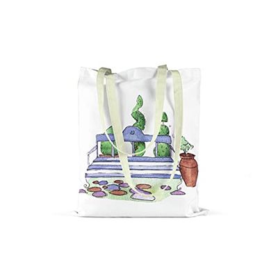 Bonamaison Printed Tote Bag, Reusable Grocery Bag, Shopping Bag, Machine Washable, Foldable, Canvas Cloth Bag with Handles, Size: 34x40 Cm
