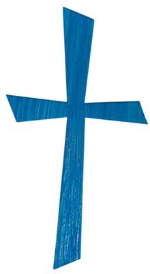 Rayher Blue Wax Cross for Candle Decoration, Wax Embellishment for Wedding, Baptism, First Communion or Confirmation Candle, Large Candle Wax Cross, azure blue, 10.5x5.5cm