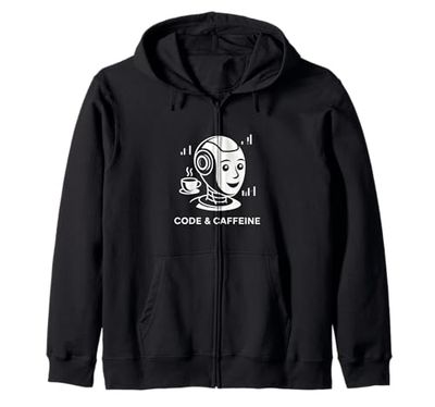 Code & Caffeine Robot Coffee Tech Programming Zip Hoodie