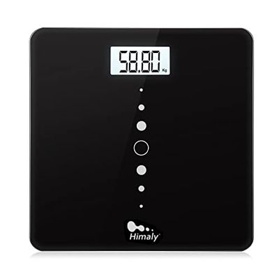 himaly Balance Pèse Personne Électronique, Pèse Personne Numérique Haute Précision avec Socle en Verre Trempé, LCD Grand Rétro-éclairage, 200kg/440lb, Auto On/Off