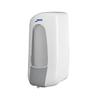 Jofel - Zeepdispenser voor aan de muur, navulbaar met schuim- en gelpatronen met een inhoud van 1 l, zeepdispenser voor badkamer, corrosiewerend ventiel en lekvrij, ABS-behuizing, Aitana AC73000, wit