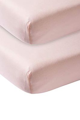 Meyco 563202 Lençol de baixo ajustável, 2 unidades, 40 x 80/90 cm (berço), rosa claro, 100% algodão