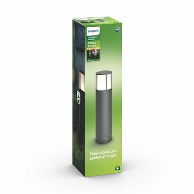Philips myGarden Stock - Poste, iluminación exterior, aluminio, luz blanca cálida, 10,4 x 10,4 x 40 mm, 11,1 x 11,1 x 42,1 mm, color antracita