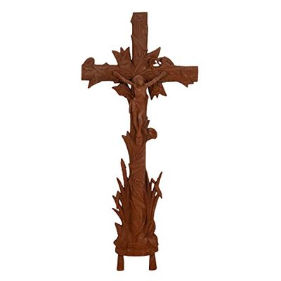 Biscottini Crucifijo de Pared 11 x 51 x 114 | Decoración de casa de fundición de Hierro Fundido | Crucifijo con Acabado de óxido Natural | Artículos para el hogar Hecho a Mano