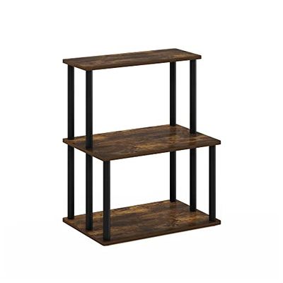 Furinno Turn-N-Tube 3-laags gereedschapsloze keukenopbergplank, amber grenen/zwart
