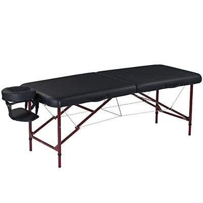 Master Massage Zephyr Massaligstoel, 71 cm, van licht aluminium, ideaal voor het transporteren van praktijk, wellness, spa, in zwart