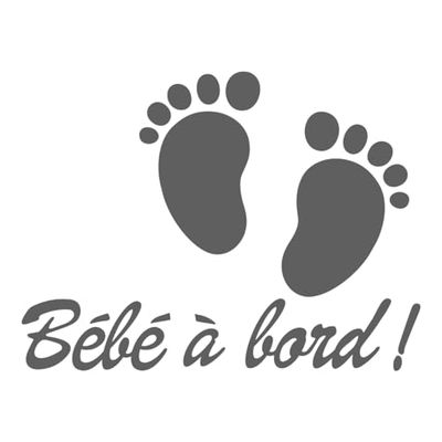 Ambiance Sticker Autocollant de Voiture Vitres Bébé à Bord Autocollant avec Petits Pieds de Bébé Gris Fonce - H20 x L15 cm