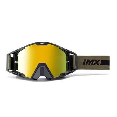 IMX RACING SAND Motorcykel skyddsglasögon | Iridium och klart visir ingår | Anti-dimma och anti-repor lins | nässkydd | brett 45 mm band med silikontryck | tre lager skum
