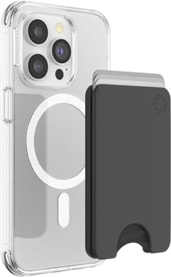 PopSockets: PopWallet para MagSafe - Anillo Adaptador para MagSafe Incluido - Porte Tarjeta Elegante, Reposicionable para Teléfonos Móviles y Carcasas - Black