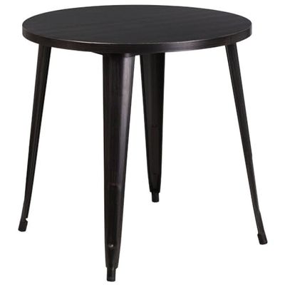 Flash Furniture Okrągły stół do wewnątrz na zewnątrz, metal czarny/antyczny złoty, 77,47 x 77,47 x 12,7 cm
