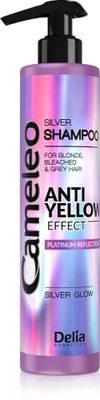 Cameleo - Champô prateado - sem efeito amarelo - para cabelo loiro, cinzento, colorido - reflexos prateados, champô roxo - iluminador, cuidado - 250 ml