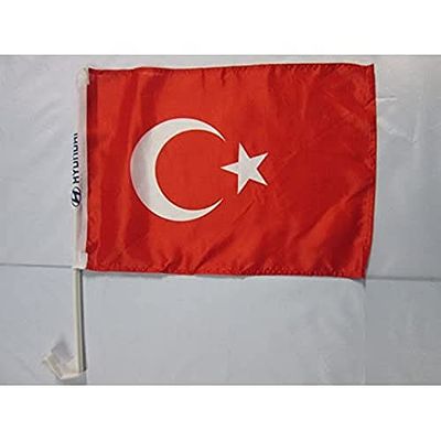 Turkije Autovlag 45x30 cm - Turkse Autovlaggen 30 x 45 cm - Banier 18x12 INCHES HOOGE KWALITEITSPLAATSTAKKEL - AZ FLAG